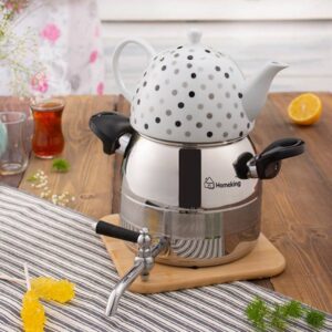 کتری قوری شیردار استیل برند هوم کینگ پلاس سفید