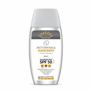 کرم ضد آفتاب و ضد چروک بدون رنگ هپسان SPF50 مدل 4 در1 مناسب انواع پوست، حجم 50 میلی لیتر