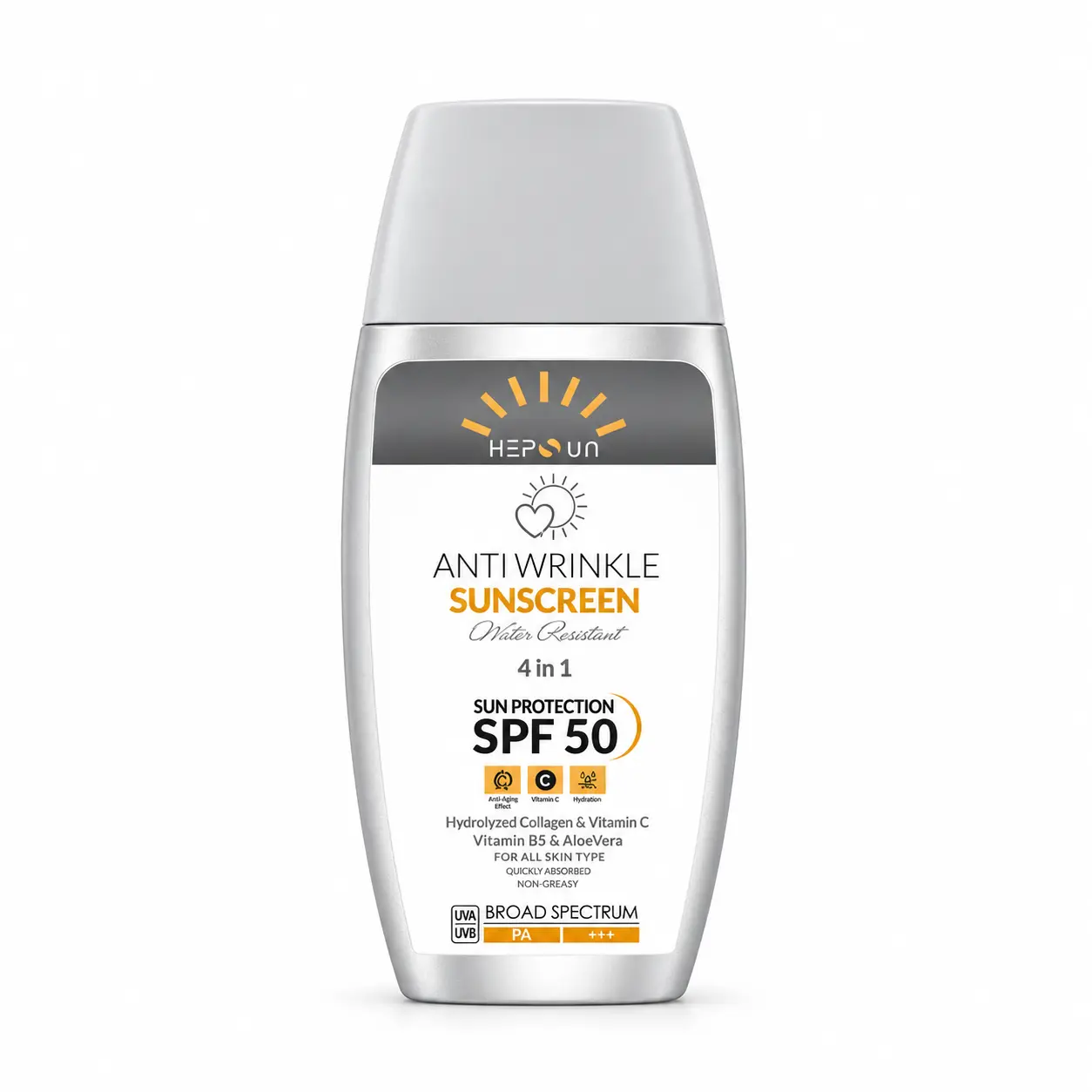 هپسان ضدافتاب کرم ضد آفتاب و ضد چروک بدون رنگ هپسان SPF50 مدل 4 در1 مناسب انواع پوست، حجم 50 میلی لیتر - Image 1